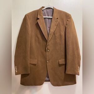 Andrew Fezza Men's Jacket 46L Brown Textured Soft Poly Suede Blazer Sports coat